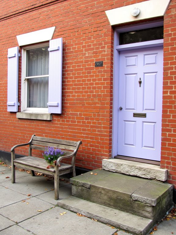 muted lavender and brick