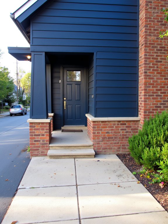 navy blue enhances brick