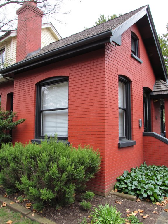 red brick dark trim