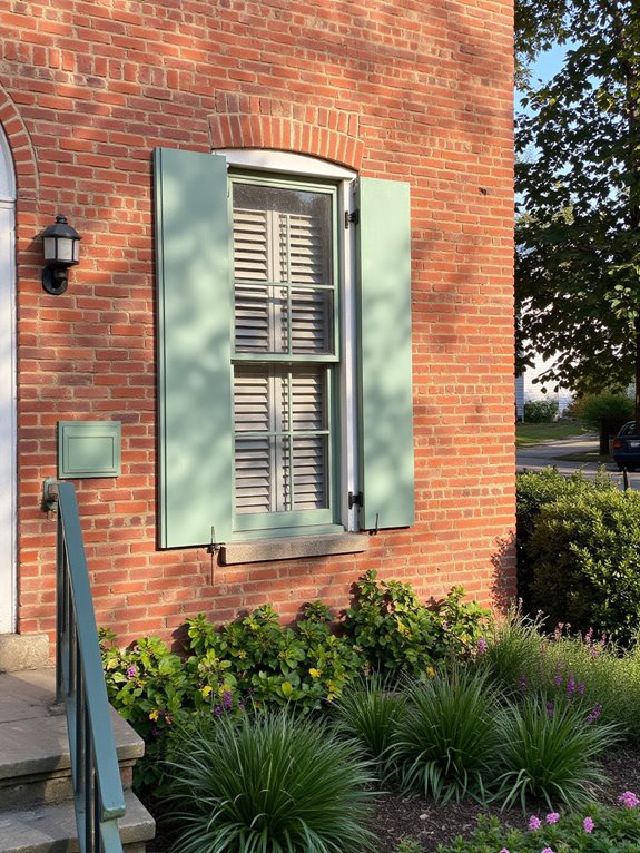 sage green complements red brick