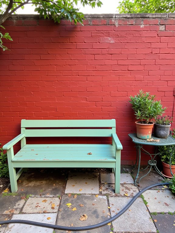 sage green complements red brick