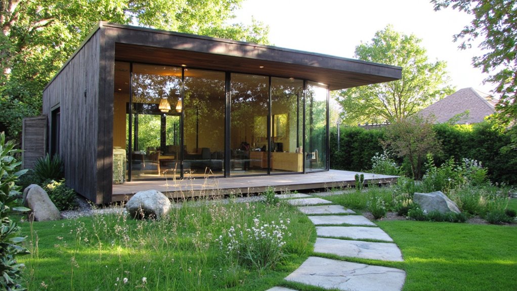 serene glass walled retreat