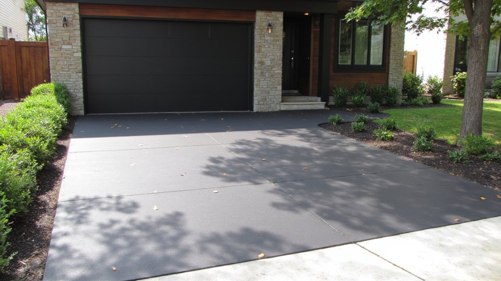 sleek driveway with lighting