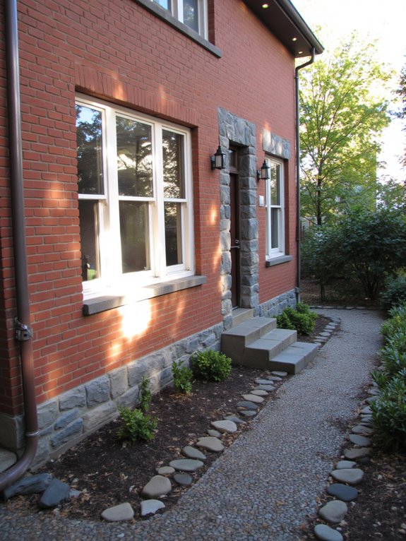 stone accents enhance brick