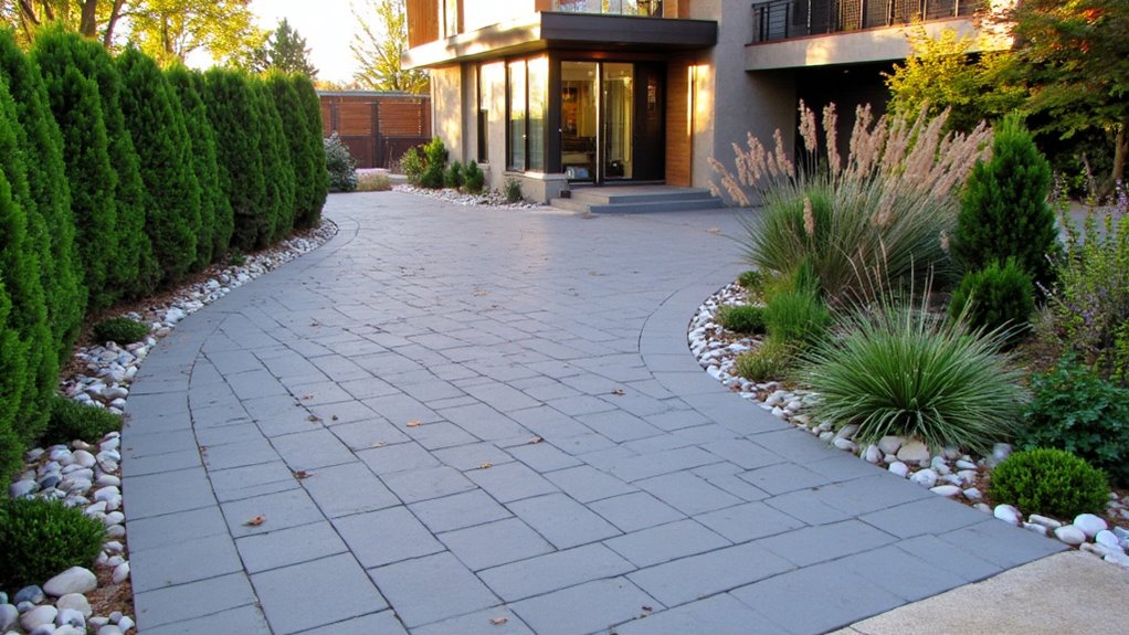 stylish driveway enhances curb appeal