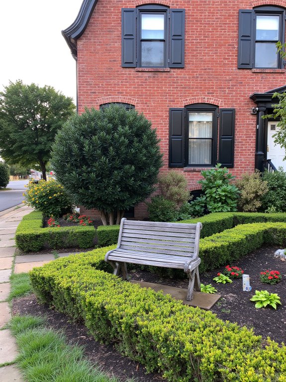 symmetrical gardens with seating
