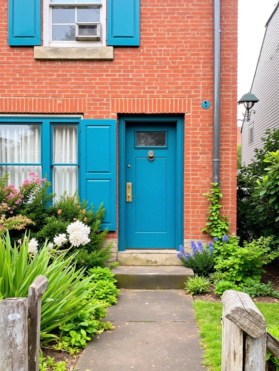 teal blue enhances brick homes
