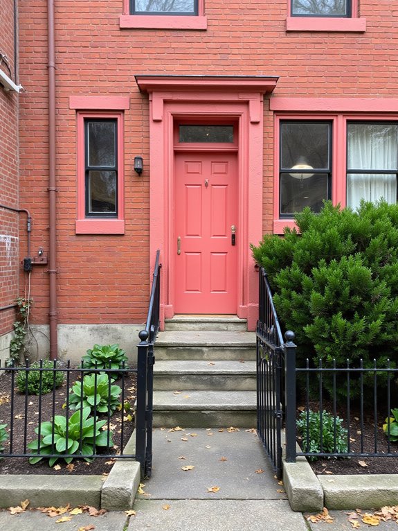 vibrant coral enhances brick