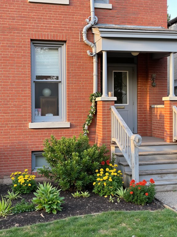 warm gray complements red brick