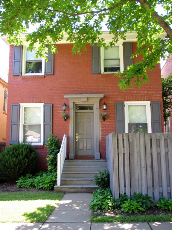 warm taupe enhances red brick