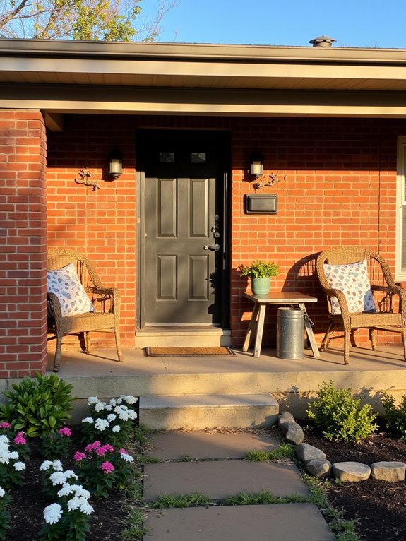 welcoming entrance with lighting