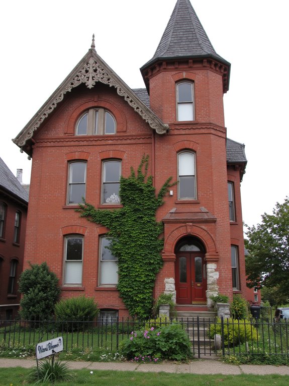 whimsical red brick architecture