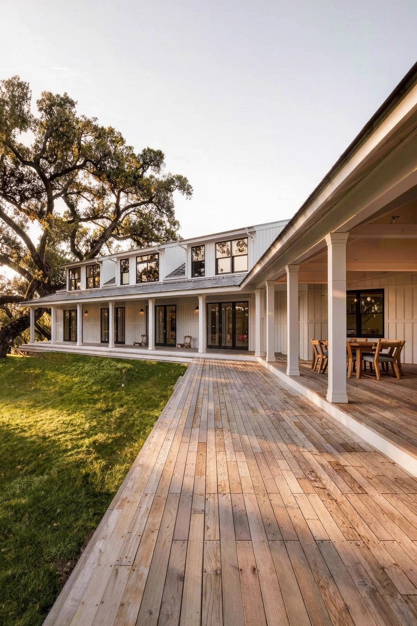 Wrap-Around Wooden Porch