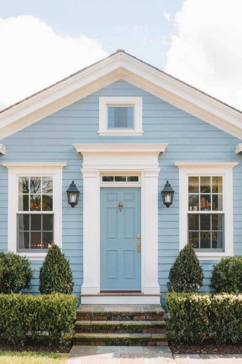 Boxwood Shrubs by the Front Steps