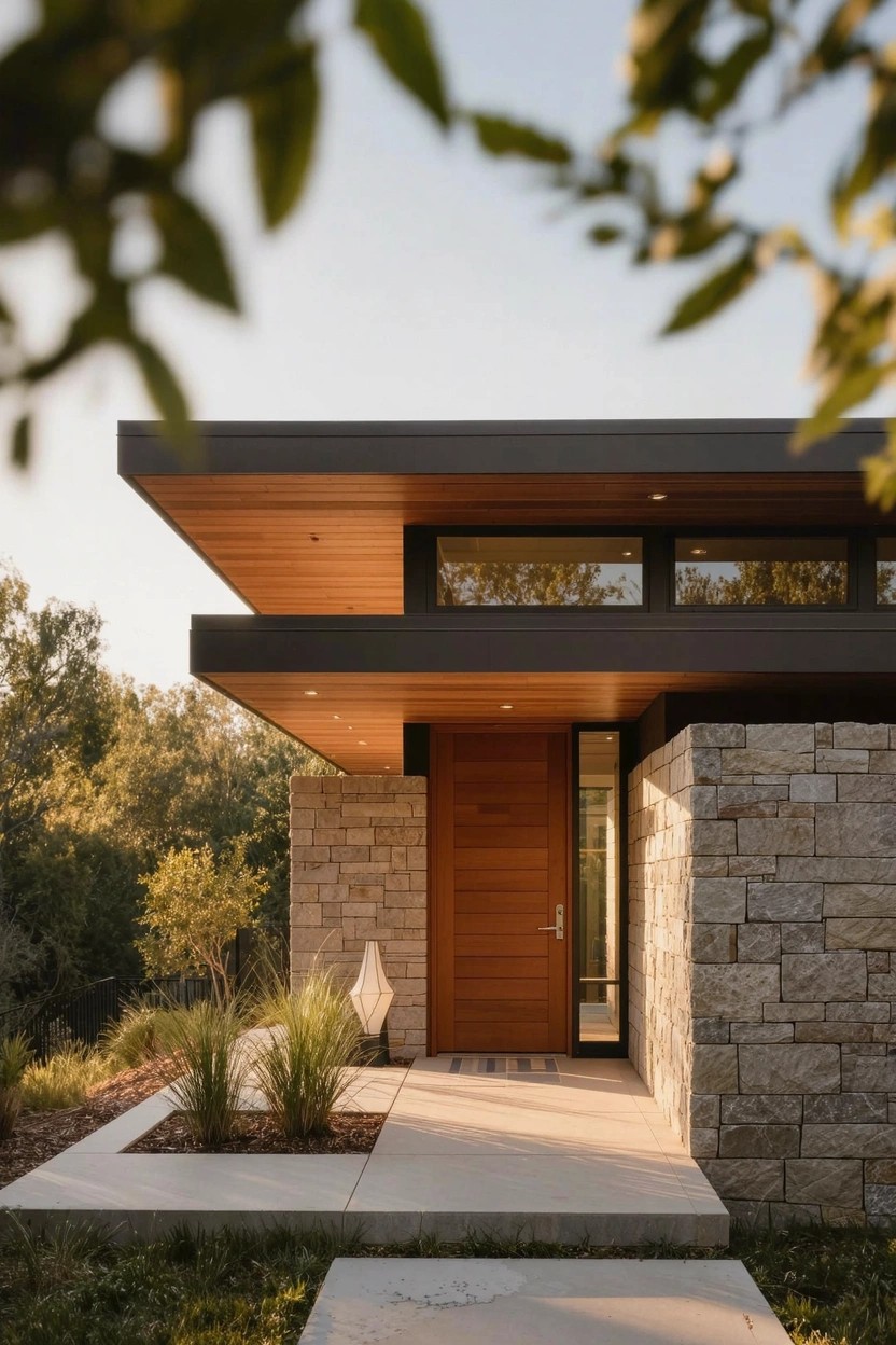 Cantilevered Roof Over the Entry