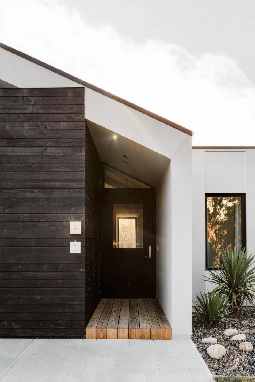 Covered Entry with Wood Steps