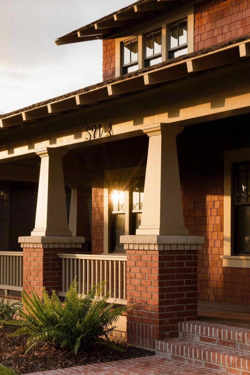 Wide Porch with Tapered Columns