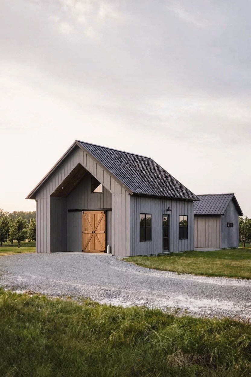 Dark Gray Siding on Barn Garages