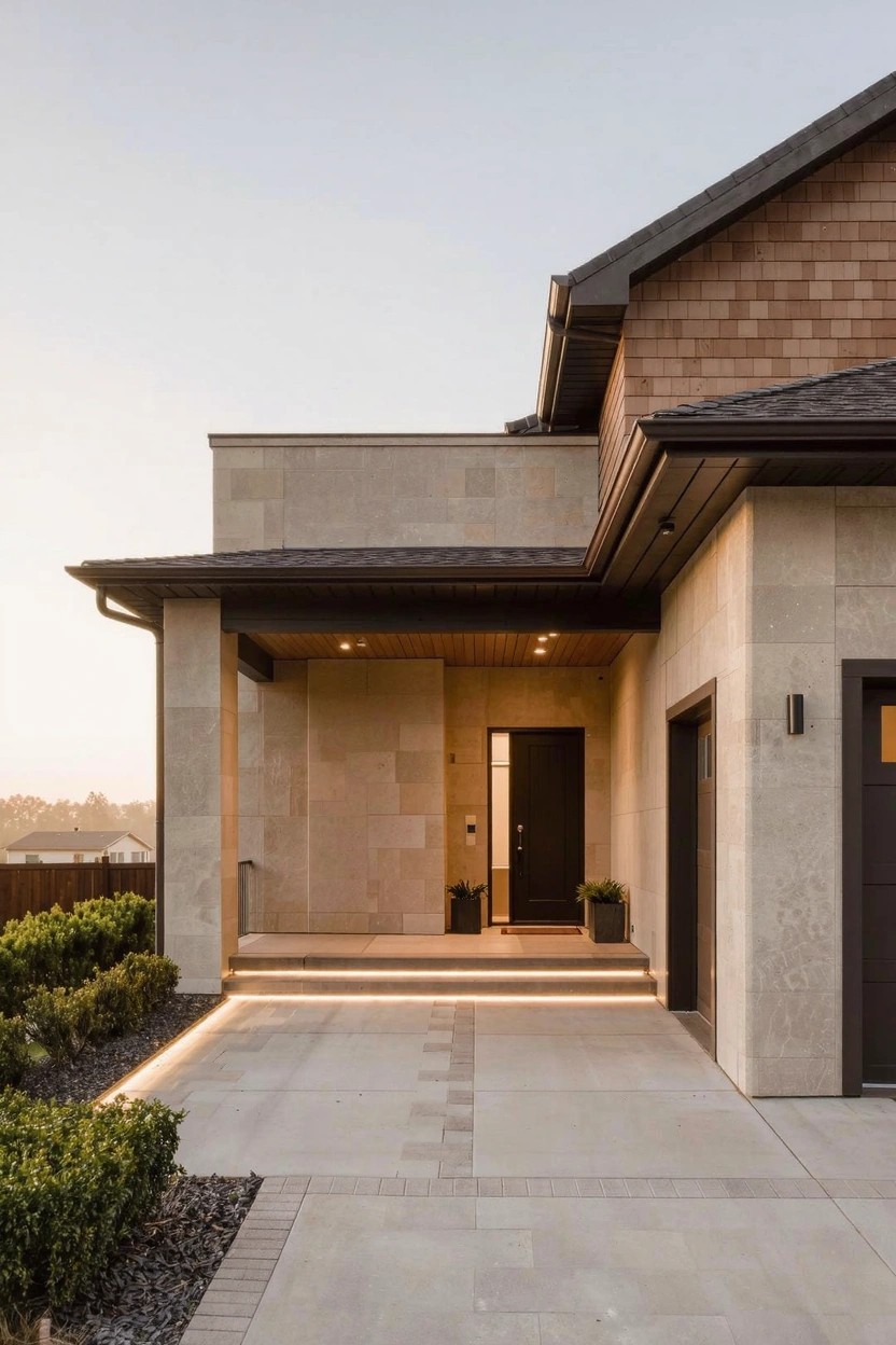 Soft Beige Stucco Siding