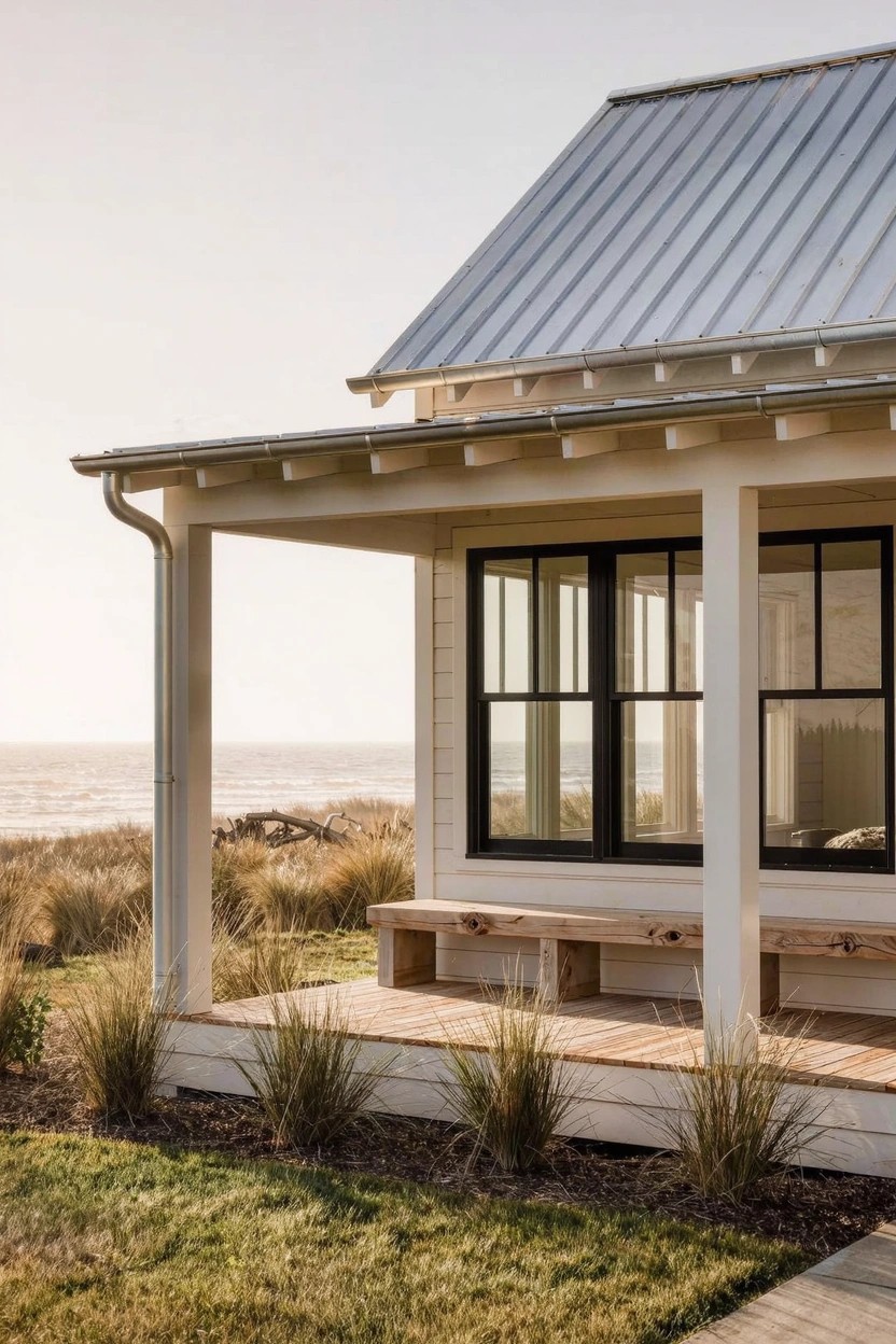 Covered Porch with Built-in Bench