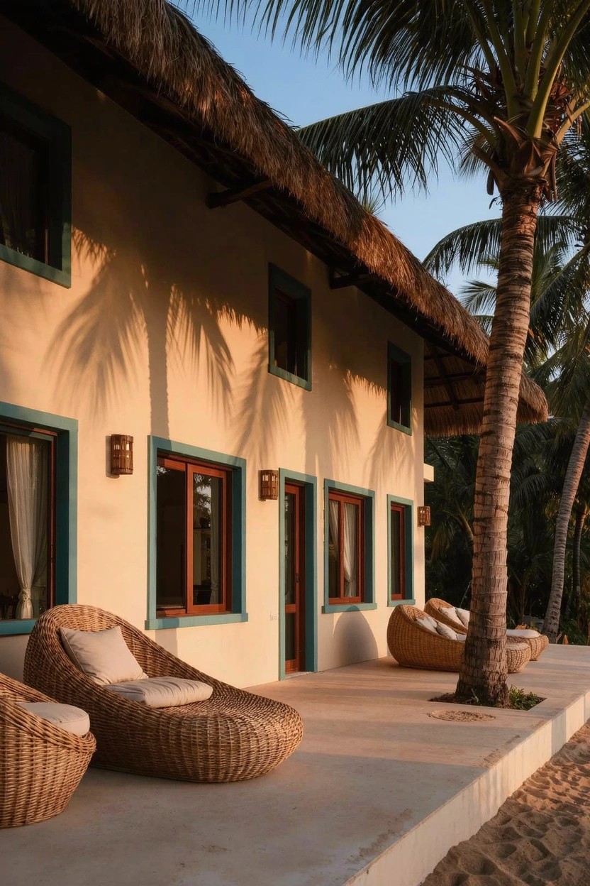 Light Walls with Turquoise Trim