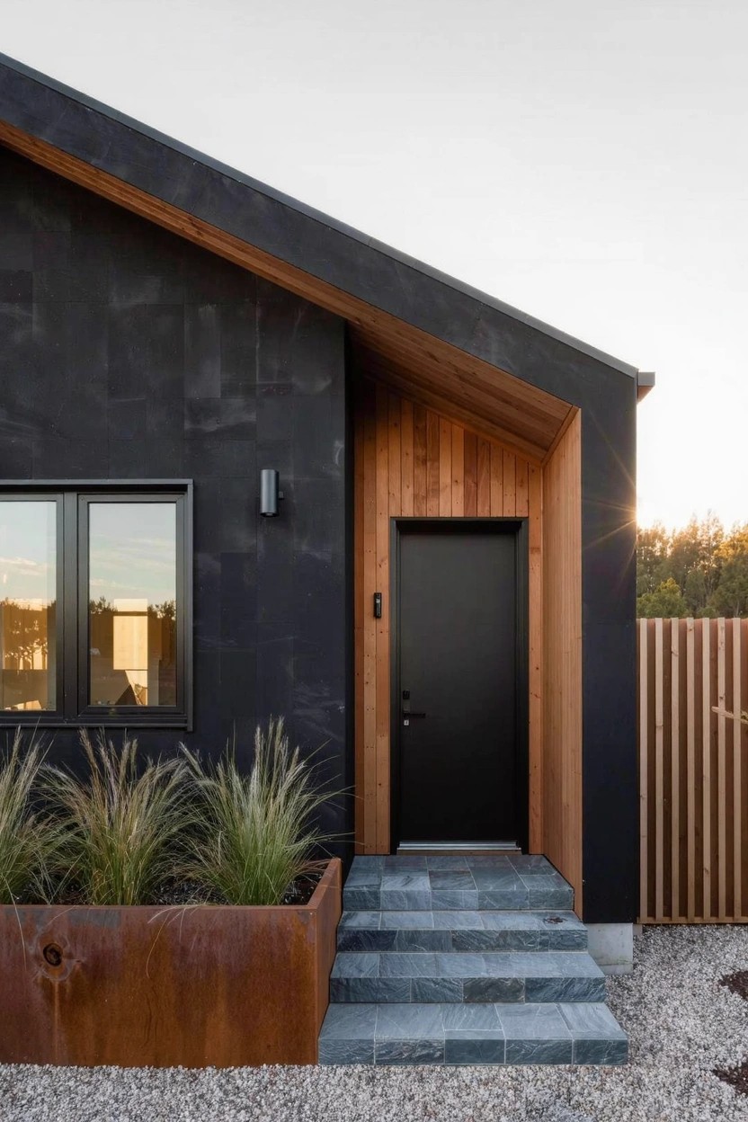 Wood Accents Around the Entry