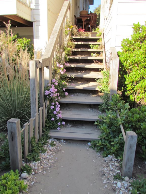 beach house stair landscaping