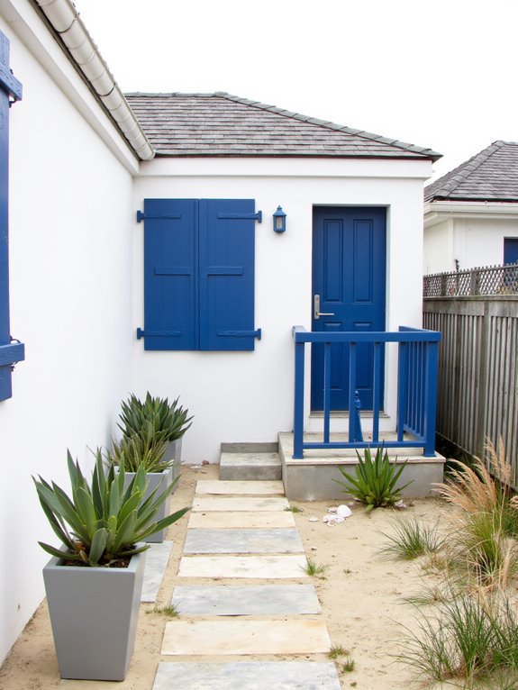 blue accents enhance minimalism