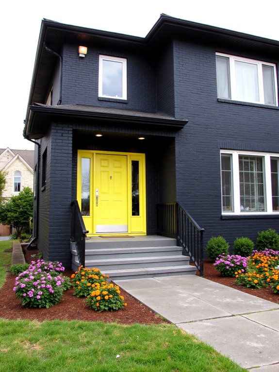 bold accents enhance black brick