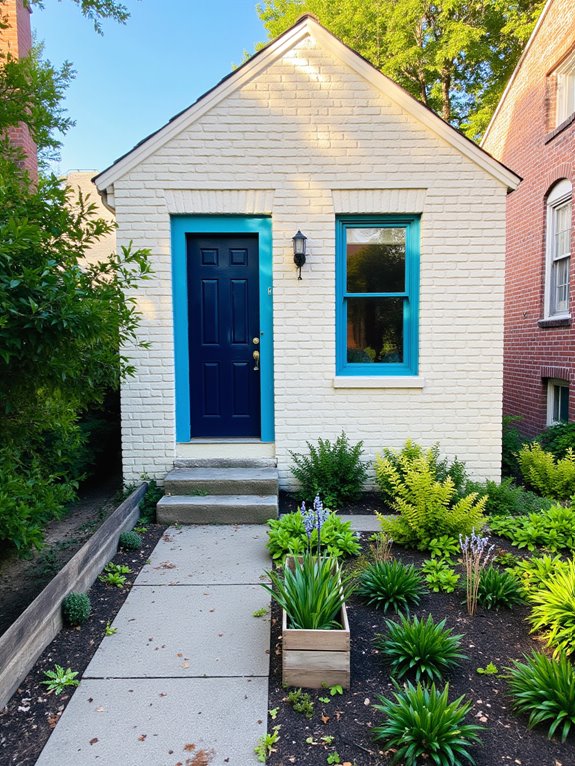 bold colored doors enhance