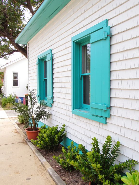 bright teal shutter accents