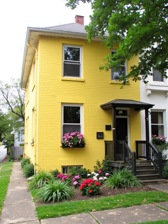 cheerful yellow brick facade