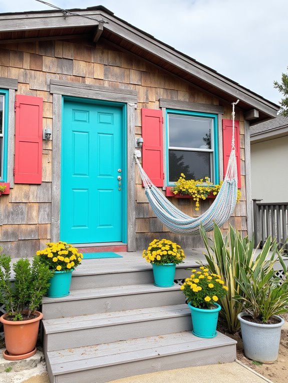 colorful accents enhance wood