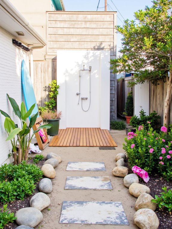 colorful beach shower oasis
