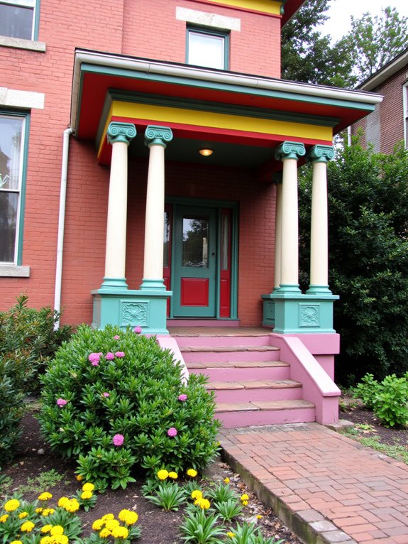 colorful brick and columns
