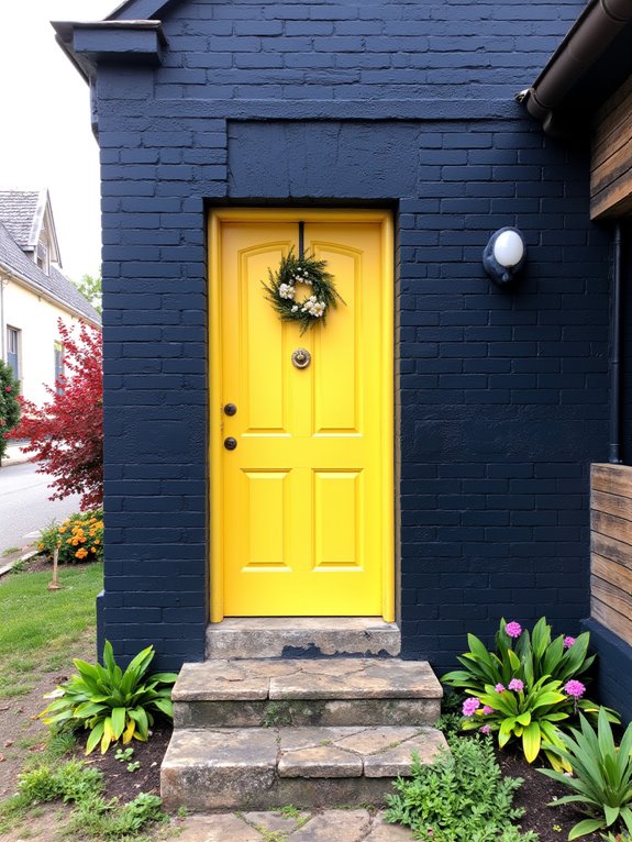 colorful doors enhance navy
