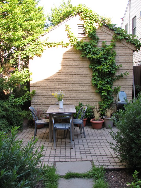cozy beige brick patio