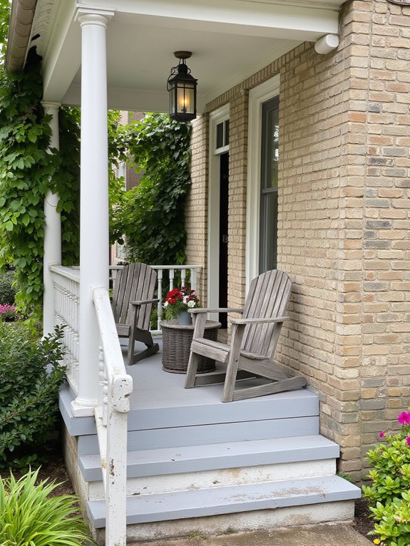 cozy beige brick porch