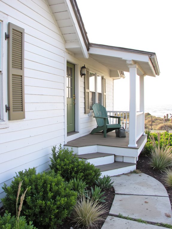 crisp white and olive green