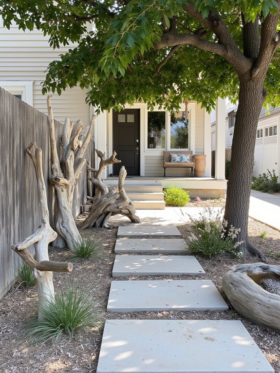 driftwood accents enhance landscapes