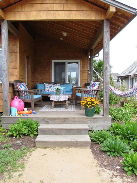 family bonding by shore