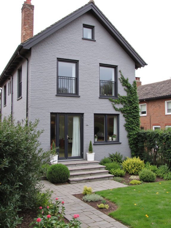 gray brick and glass