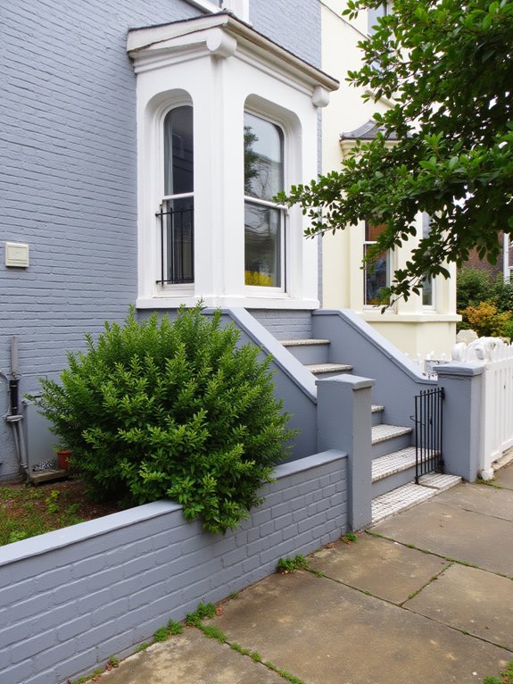 gray brick white trim