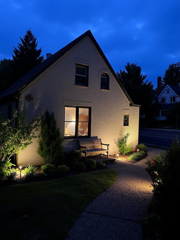 lighting enhances painted brick