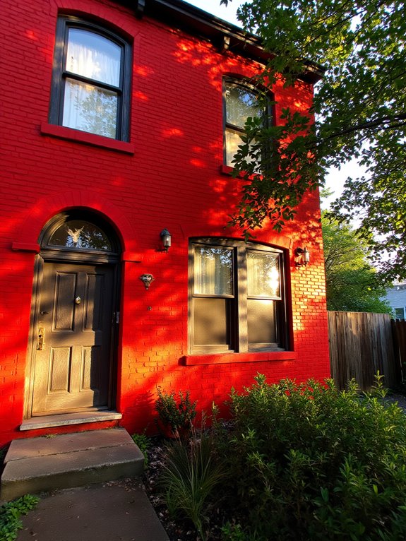 lighting enhances red brick