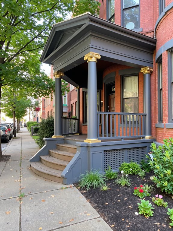 metallic accents and columns