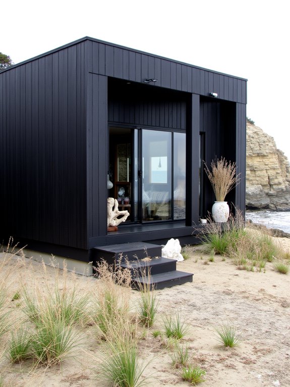 modern black beach houses