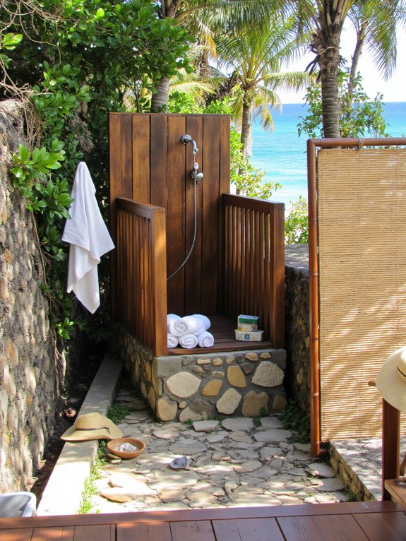 natural bamboo outdoor shower