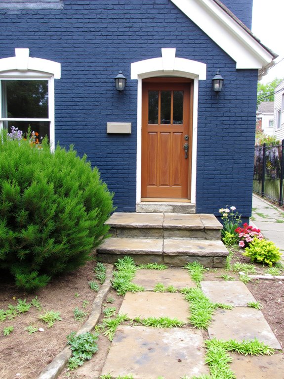 navy brick exterior accents
