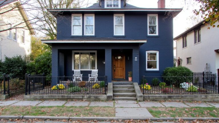 navy brick house exteriors